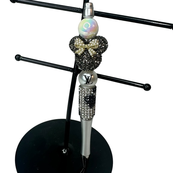 Jeweled Minnie Mouse Disney Louis Vuitton Leopard Silver Bow Beaded Ink Pen - Picture 14 of 14